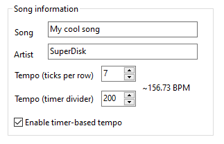 Screenshot of the tempo settings